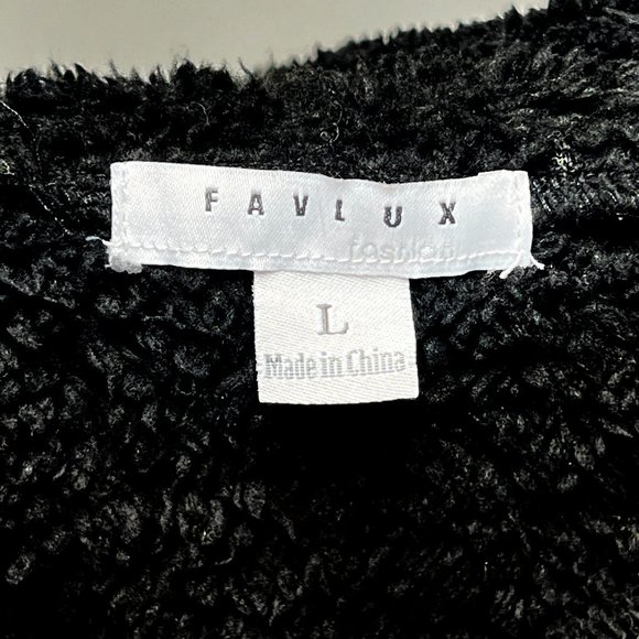 Favlux Black Soft Fuzzy Polyester Crop Hoodie Womens Size L - Picture 3 of 3